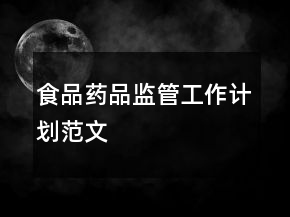 食品藥品監(jiān)管工作計劃范文