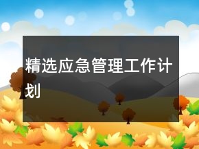 精選應(yīng)急管理工作計(jì)劃