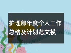 護(hù)理部年度個(gè)人工作總結(jié)及計(jì)劃范文模板