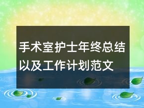 手術(shù)室護(hù)士年終總結(jié)以及工作計(jì)劃范文
