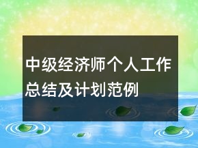 中級經(jīng)濟(jì)師個人工作總結(jié)及計劃范例