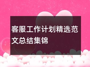 客服工作計(jì)劃精選范文總結(jié)集錦