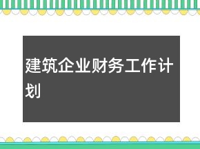 建筑企業(yè)財(cái)務(wù)工作計(jì)劃