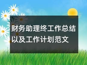 財(cái)務(wù)助理終工作總結(jié)以及工作計(jì)劃范文