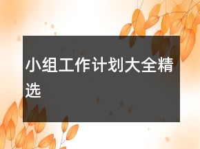 小組工作計劃大全精選