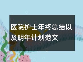 醫(yī)院護(hù)士年終總結(jié)以及明年計(jì)劃范文