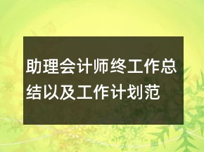 助理會計師終工作總結(jié)以及工作計劃范文