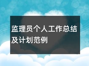 監(jiān)理員個(gè)人工作總結(jié)及計(jì)劃范例