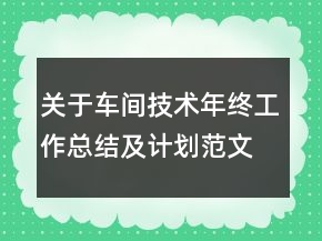 關(guān)于車間技術(shù)年終工作總結(jié)及計(jì)劃范文精選