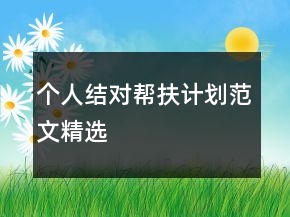 個(gè)人結(jié)對(duì)幫扶計(jì)劃范文精選