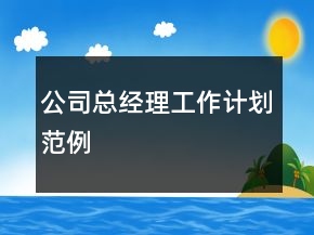 公司總經(jīng)理工作計劃范例