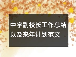中學(xué)副校長工作總結(jié)以及來年計(jì)劃范文