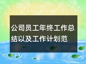 公司員工年終工作總結(jié)以及工作計(jì)劃范文