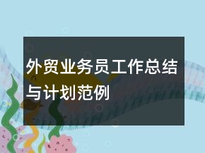 外貿(mào)業(yè)務員工作總結(jié)與計劃范例