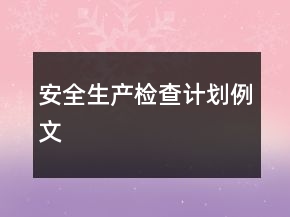 安全生產(chǎn)檢查計(jì)劃例文
