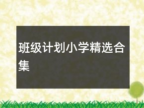 班級計(jì)劃小學(xué)精選合集