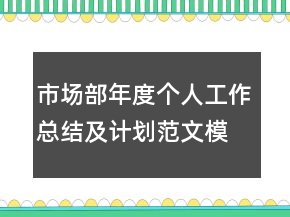 市場部年度個人工作總結及計劃范文模板