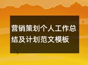 營銷策劃個人工作總結(jié)及計劃范文模板