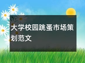 大學(xué)校園跳蚤市場策劃范文