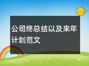 公司終總結(jié)以及來年計(jì)劃范文