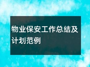 物業(yè)保安工作總結(jié)及計(jì)劃范例