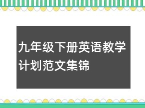 九年級下冊英語教學(xué)計劃范文集錦