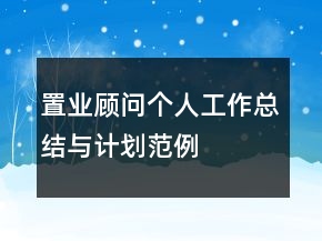 置業(yè)顧問(wèn)個(gè)人工作總結(jié)與計(jì)劃范例