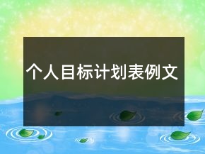 個(gè)人目標(biāo)計(jì)劃表例文