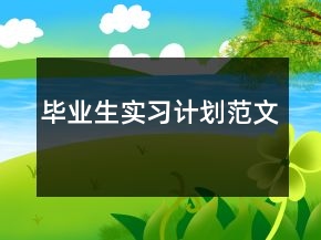 畢業(yè)生實習(xí)計劃范文