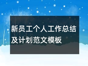 新員工個(gè)人工作總結(jié)及計(jì)劃范文模板