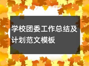 學(xué)校團委工作總結(jié)及計劃范文模板