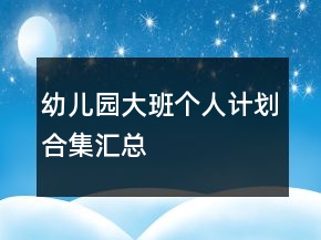 幼兒園大班個(gè)人計(jì)劃合集匯總