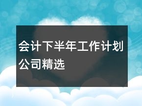 會(huì)計(jì)下半年工作計(jì)劃公司精選
