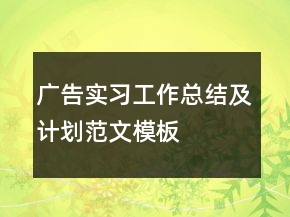 廣告實(shí)習(xí)工作總結(jié)及計(jì)劃范文模板