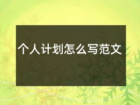 個人計劃怎么寫范文