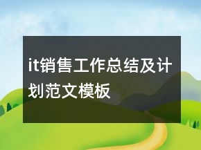 it銷售工作總結及計劃范文模板