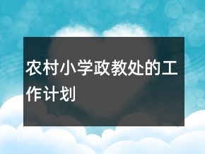 農(nóng)村小學(xué)政教處的工作計(jì)劃