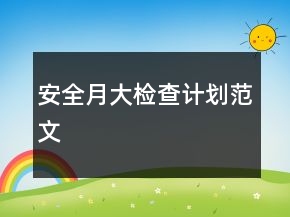安全月大檢查計(jì)劃范文