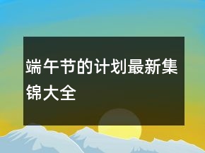 端午節(jié)的計(jì)劃最新集錦大全