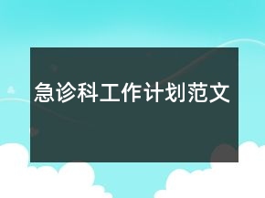 急診科工作計劃范文