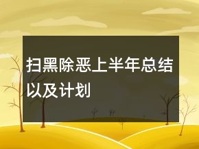 掃黑除惡上半年總結以及計劃