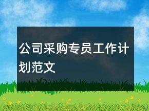 公司采購(gòu)專員工作計(jì)劃范文