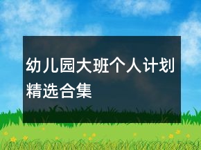 幼兒園大班個人計劃精選合集