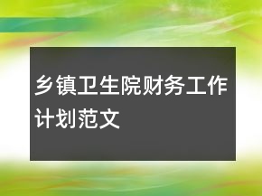 鄉(xiāng)鎮(zhèn)衛(wèi)生院財務(wù)工作計劃范文