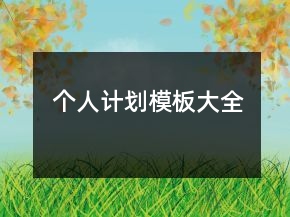 個人計劃模板大全