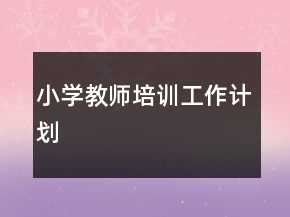 小學教師培訓工作計劃