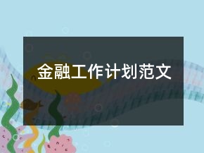 金融工作計劃范文