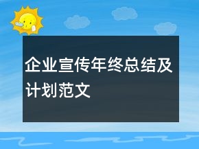 企業(yè)宣傳年終總結(jié)及計劃范文