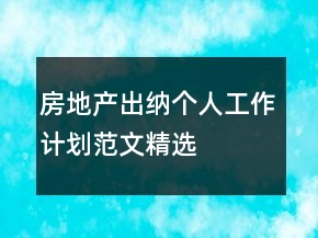 房地產(chǎn)出納個(gè)人工作計(jì)劃范文精選