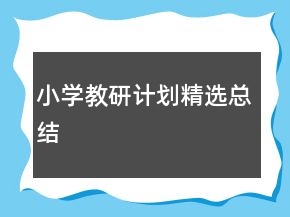 小學(xué)教研計(jì)劃精選總結(jié)